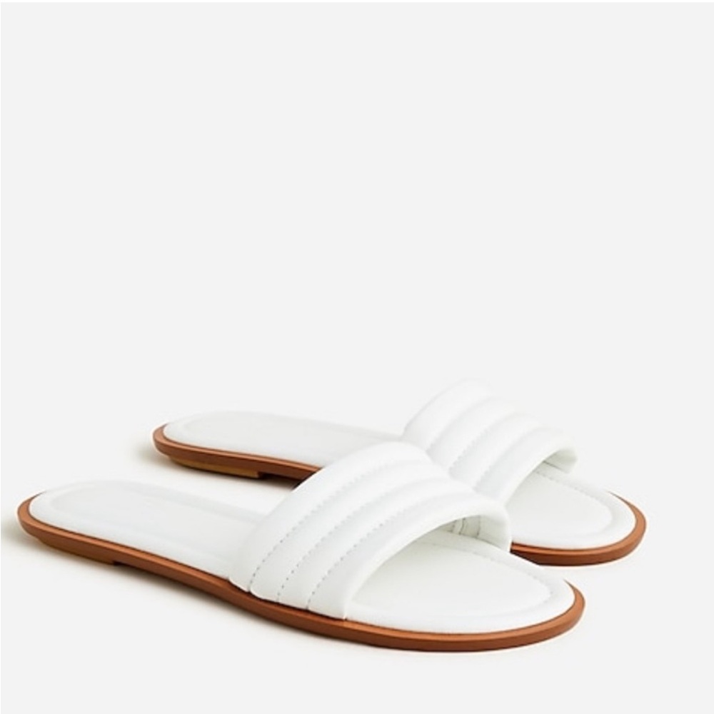 J.Crew Sorrento Padded Slides in White Leather